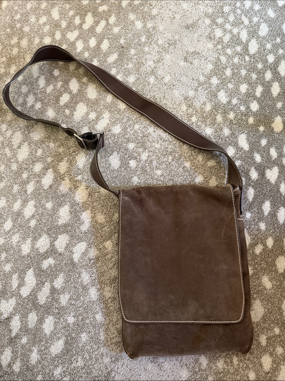 Men’s Cole Haan  Brown Suede Crossbody Messenger Bag